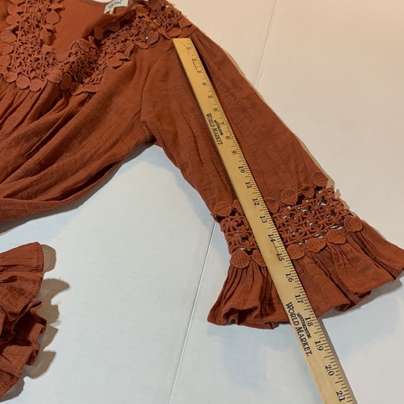 INDIGO SOUL Boho Crochet Detail Lightweight Creped Tunic Size Small - Picture 6 of 6